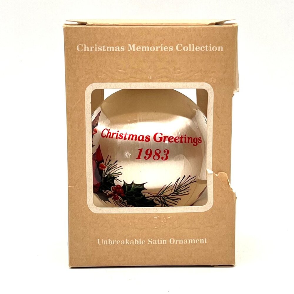 Vintage 1983 Christmas Greetings Ornament Memories Collection Cardinal Birds